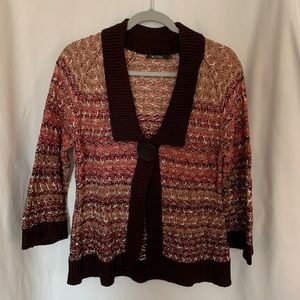 Nic+Zoe women open knit cotton multi color cardigan sweater